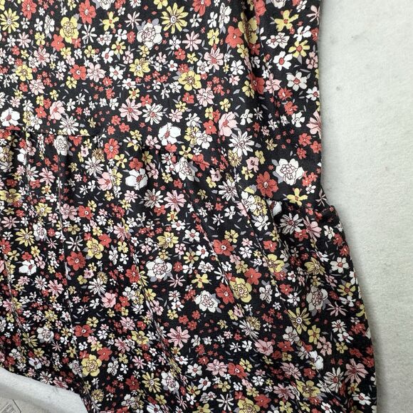 Hibluco Boho Grey Floral Print Womens Plus XXL Blouse SS Top‎ Stretch 2XL - Picture 4 of 9